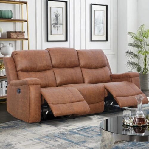 Keston Modern Manual 3-Seater Recliner Sofa with Built-in Cup Holders by Urban Recliner