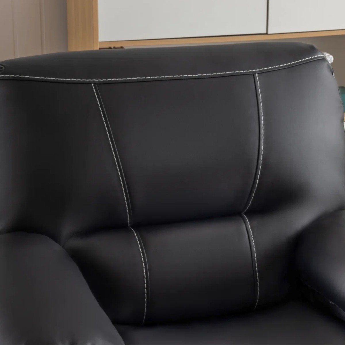 Breathable Leather Upholstered Manual Recliner Chair with Stitched Cushion Back by Urban Recliner - Image 12