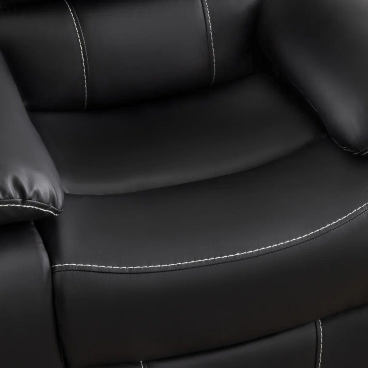 Breathable Leather Upholstered Manual Recliner Chair with Stitched Cushion Back by Urban Recliner - Image 9
