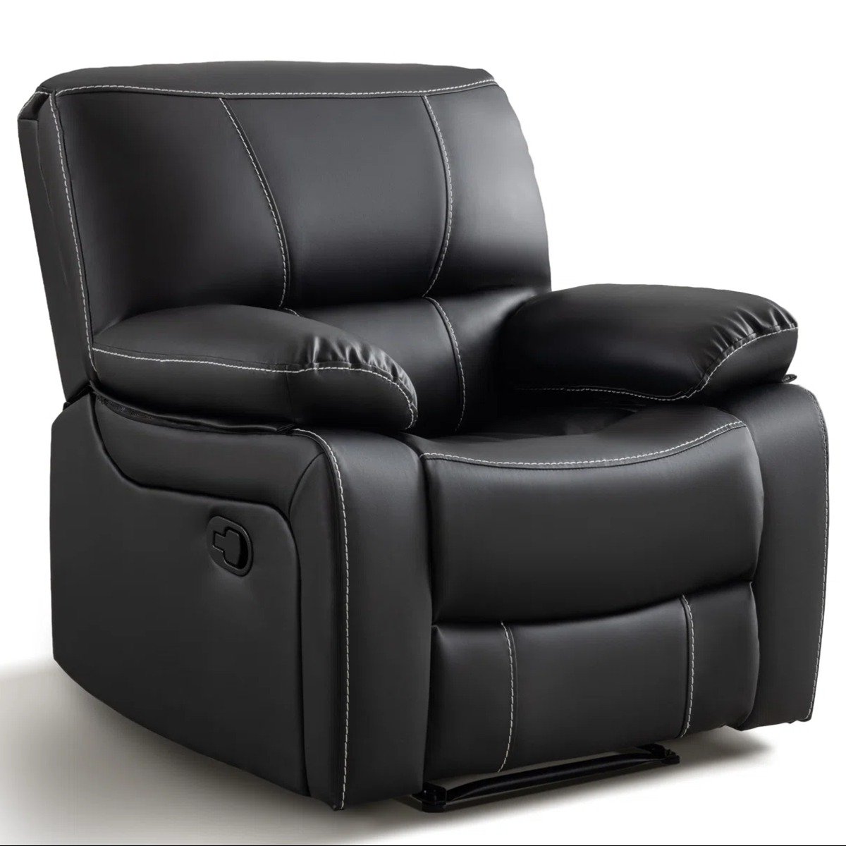 Breathable Leather Upholstered Manual Recliner Chair with Stitched Cushion Back by Urban Recliner - Image 14