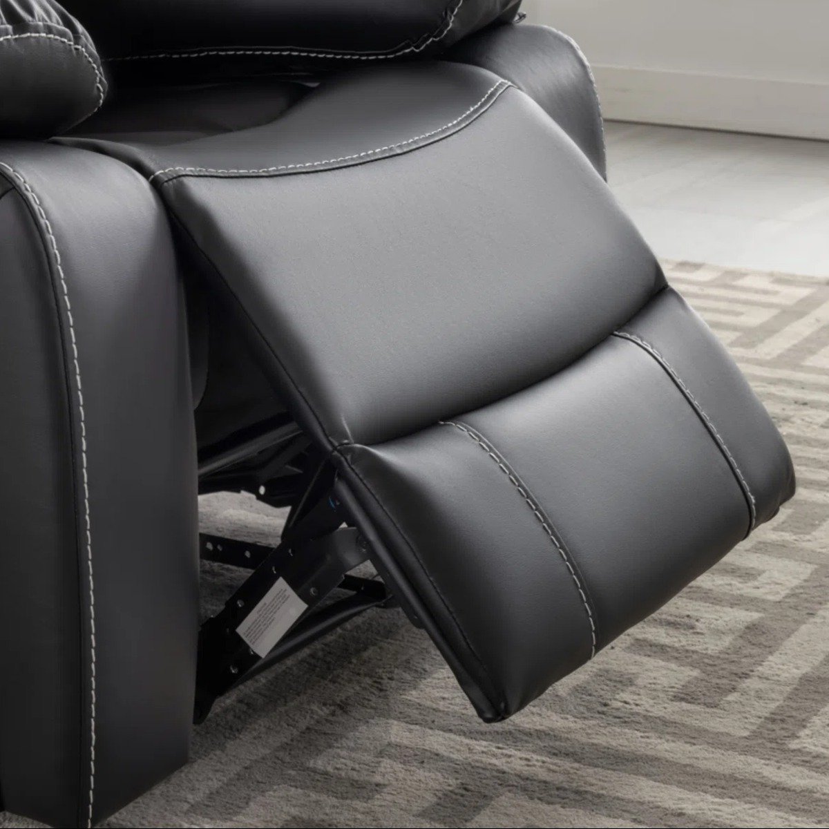 Breathable Leather Upholstered Manual Recliner Chair with Stitched Cushion Back by Urban Recliner - Image 7