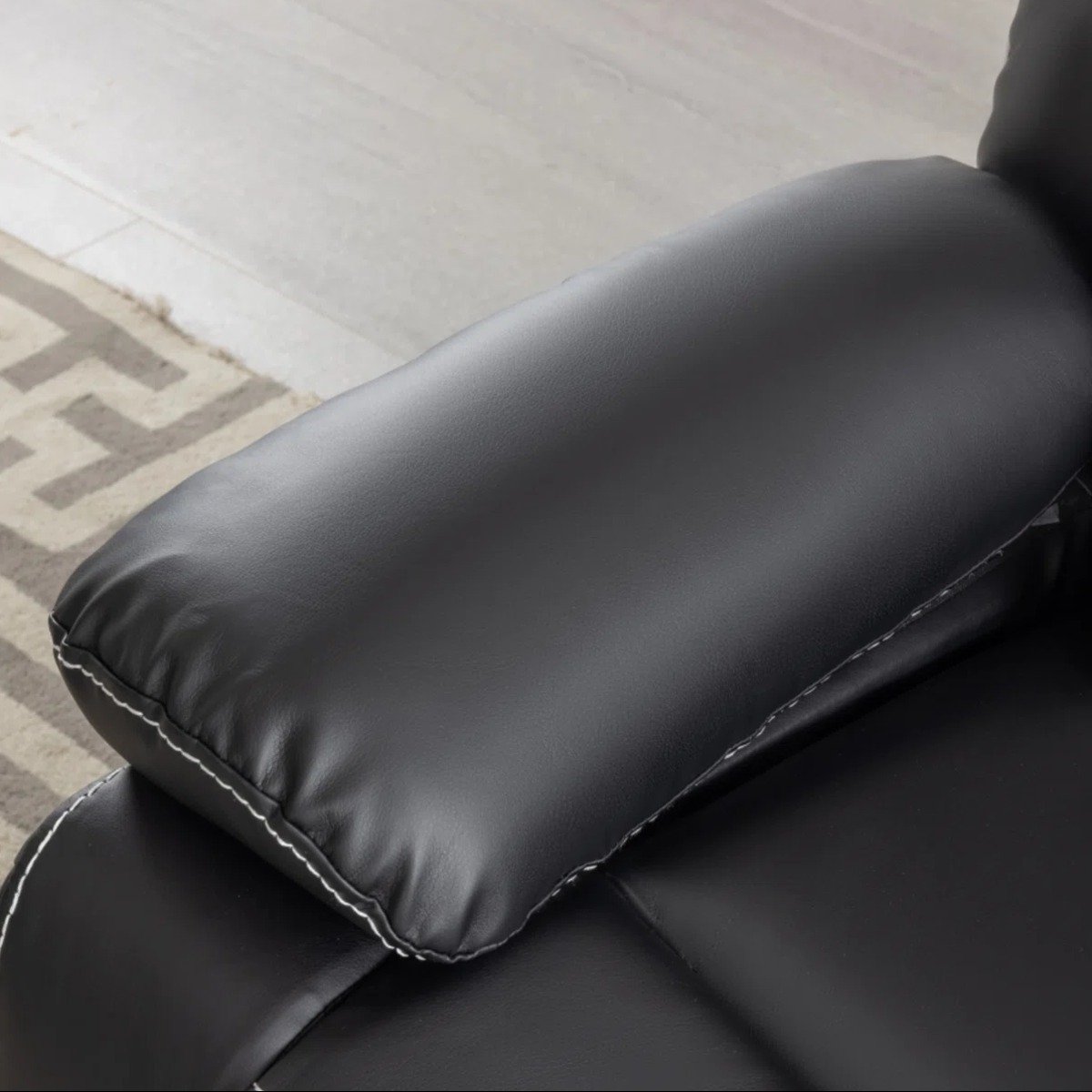 Breathable Leather Upholstered Manual Recliner Chair with Stitched Cushion Back by Urban Recliner - Image 11