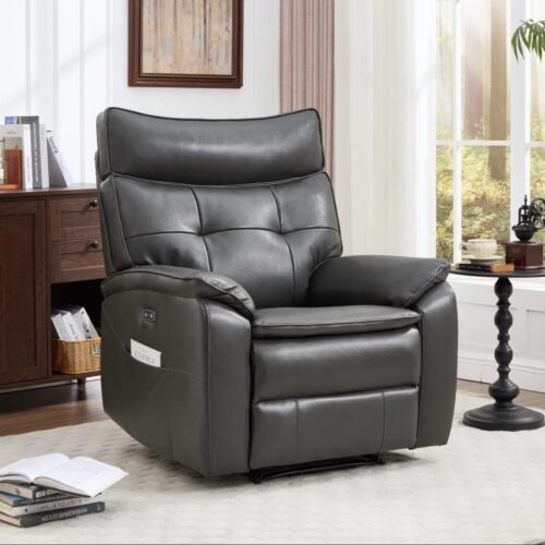 Luxury Genuine Leather Power Recliner Chair with USB Port & Storage By Urban Recliner