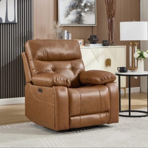 Top Grain Leather Power Recliner Chair with USB Port & Hidden Cup Holders by Urban Recliner