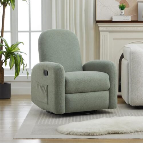 Modern Boucle Fabric Swivel & Rocking Recliner Chair by Urban Recliner
