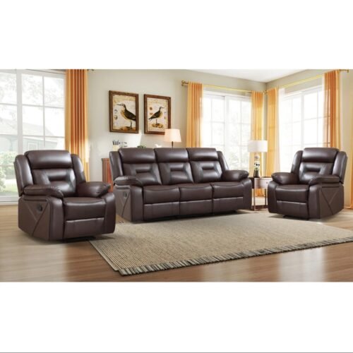 3-Piece Modern Soft Vegan Leather Manual Reclining Living Room Set by Urban Recliner