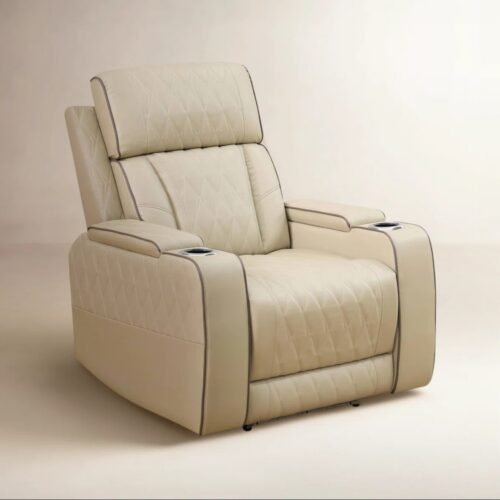 Alabaster Leather Recliner Chair with Wireless Charging & Cup Holders by Urban Recliner