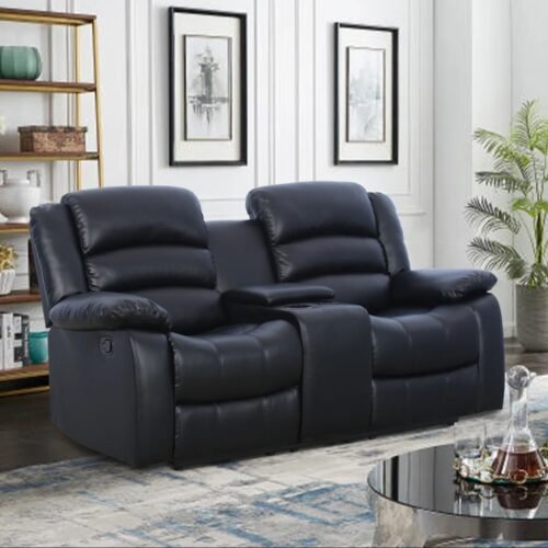 Emryn 2 Seater Vegan Leather Manual Recliner Sofa with Cup Holders & Storage by Urban Recliner