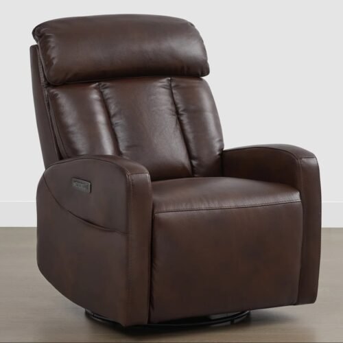Genuine Leather Triple Motor Glider Swivel Rocker Power Recliner with Power Headrest by Urban Recliner