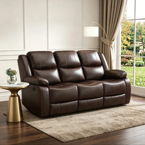 Kamarli 3 Seater Faux Leather Manual Recliner Sofa by Urban Recliner