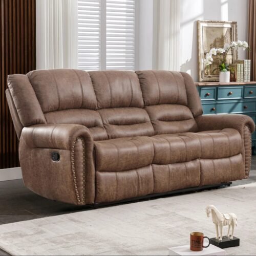 Margena 3 Seater Faux Leather Manual Recliner Sofa by Urban Recliner