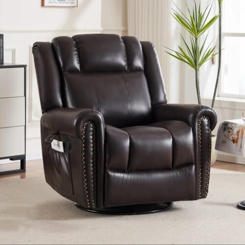 Ragh Faux Leather Swivel Rocking Manual Recliner Chair by Urban Recliner
